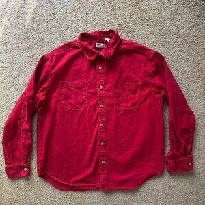 Levi Shirt Mens XL Button Up Long Sleeve Metal Buttons Vtg Red Point Collar